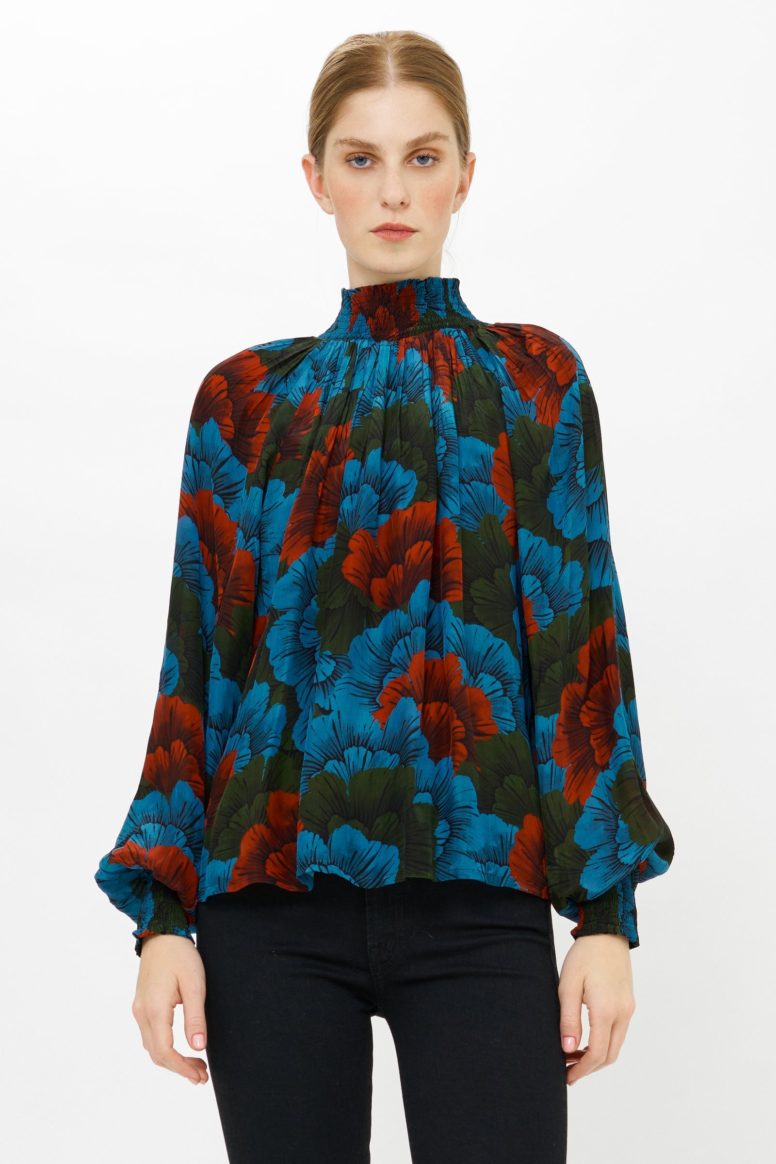 High Neck Blouse - Madrid Blue