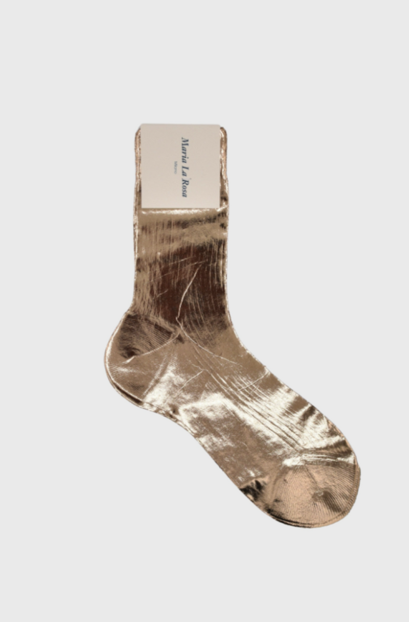 One Ribbed Laminated Socks - Bruciato