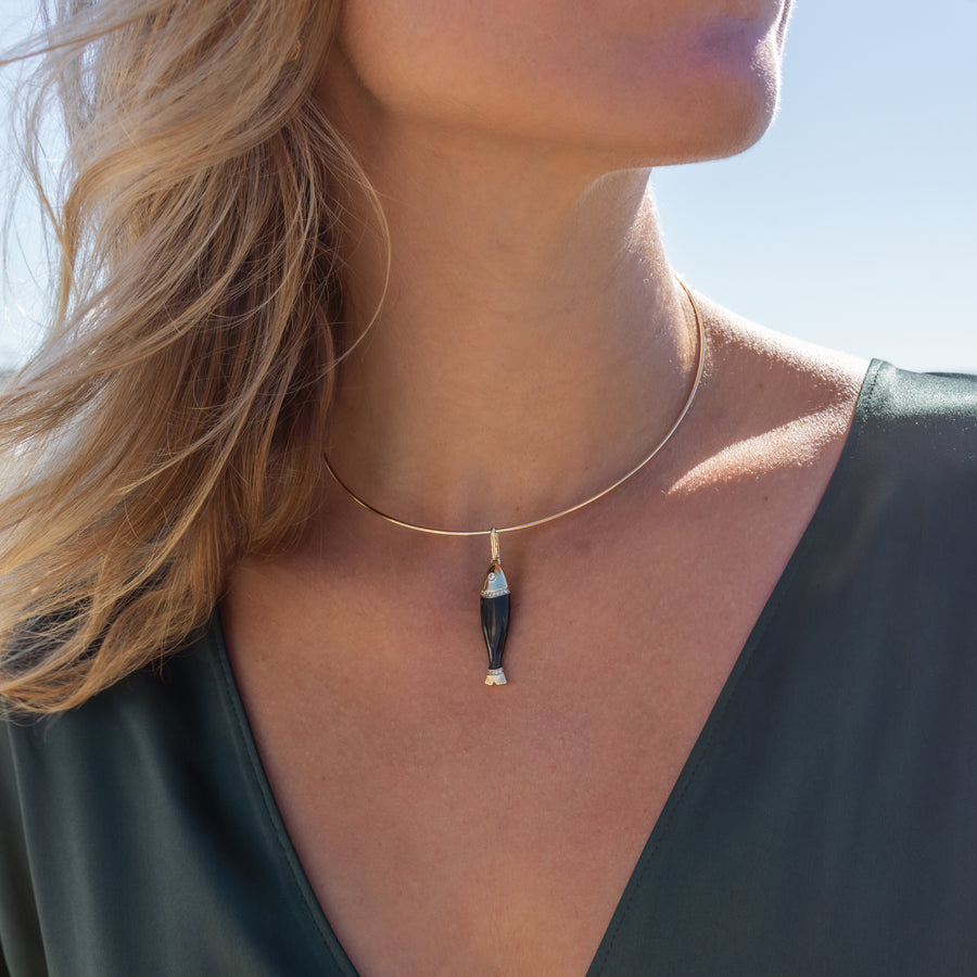 Marin Black Enamel Fish Charm