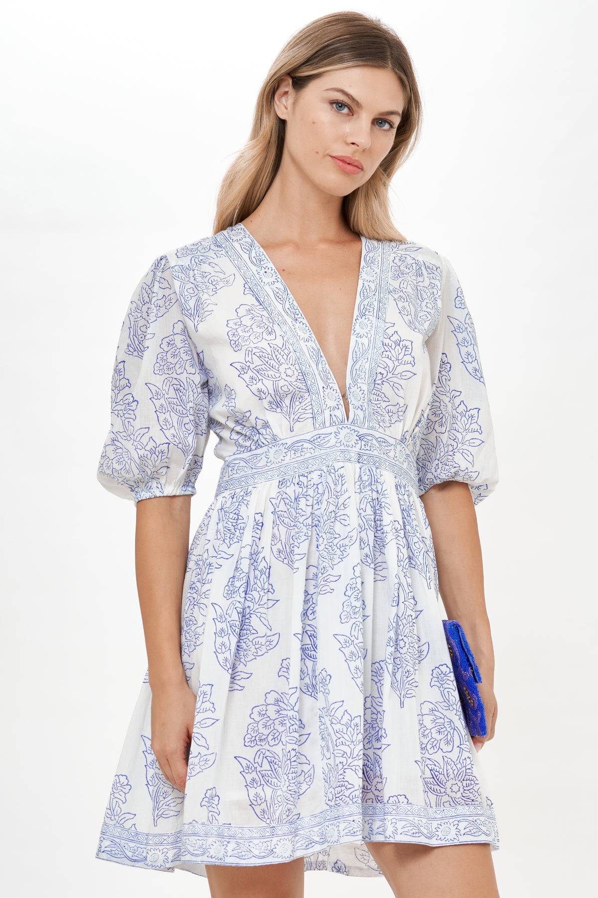 V-Neck Puff Mini - Amadora Blue