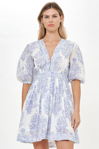 V-Neck Puff Mini - Amadora Blue