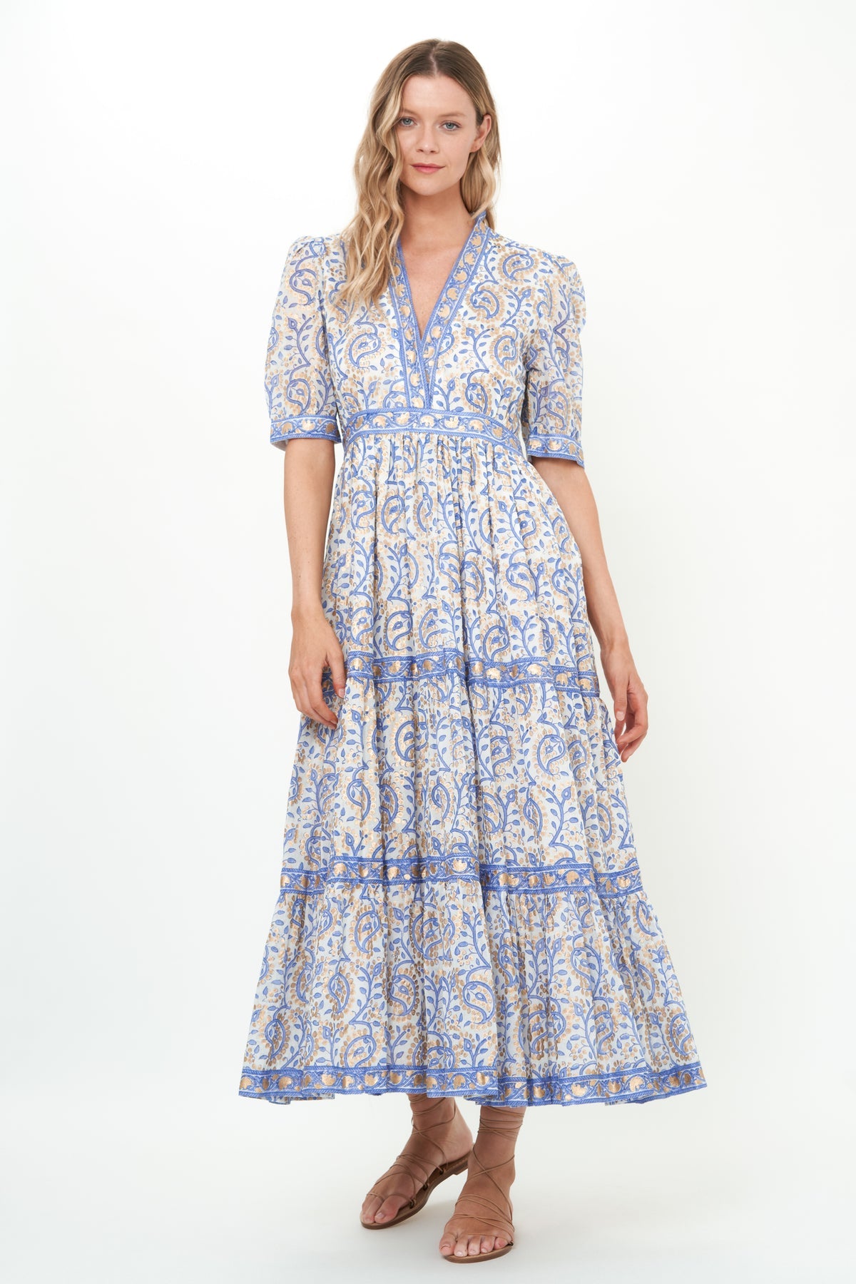 V-Neck Cuffed Maxi - Marseille Blue