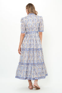V-Neck Cuffed Maxi - Marseille Blue