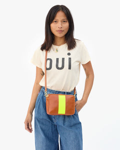 Midi Sac - Tan w/ Neon Yellow Stripe