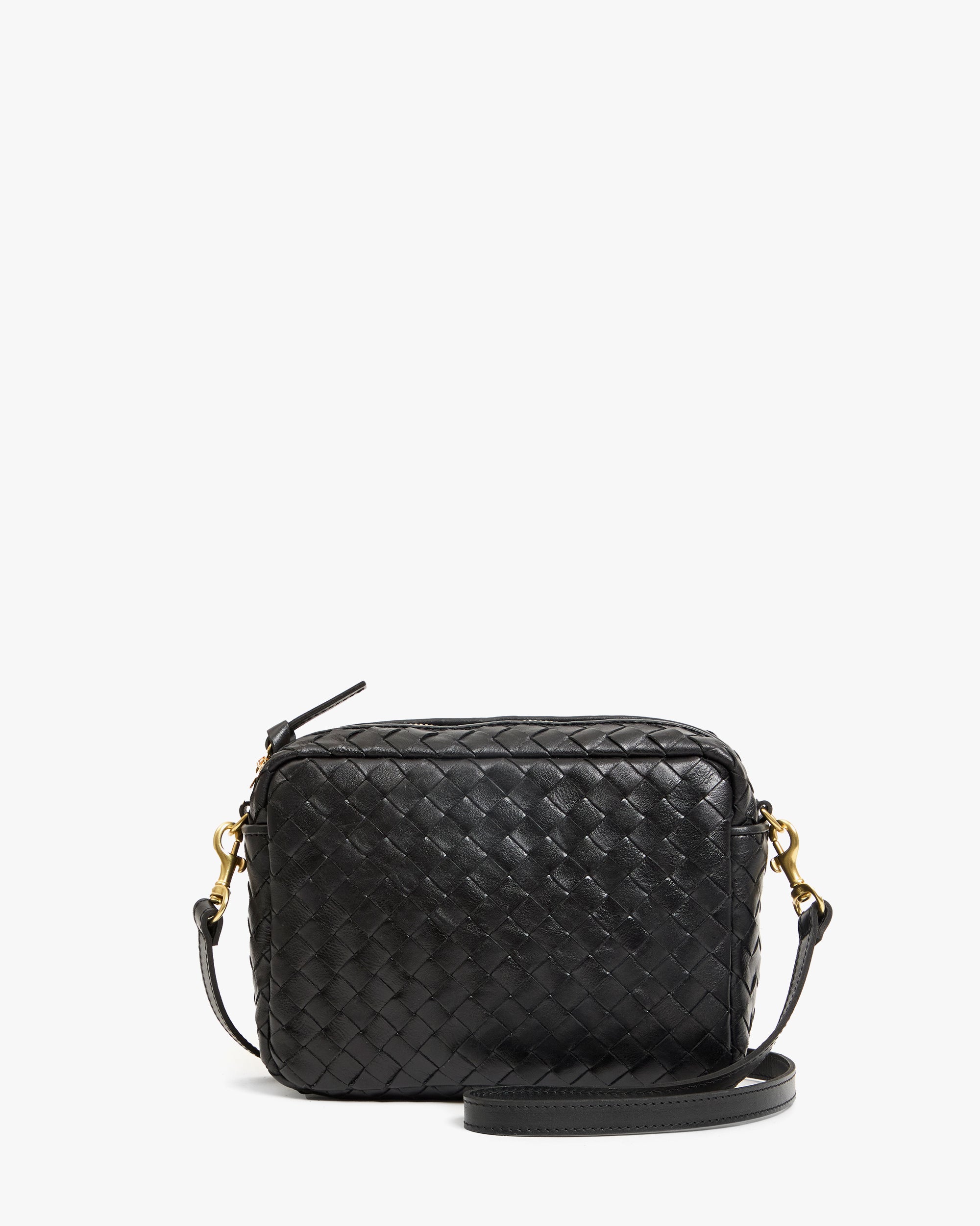 Midi Sac - Black Woven Diagonal