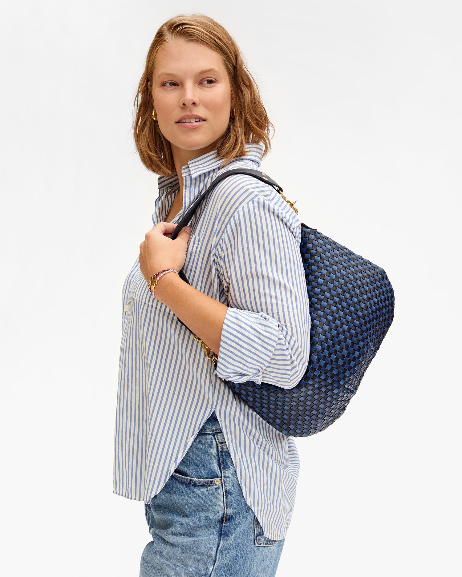 Moyen Messenger - Dark Blue Woven Checker