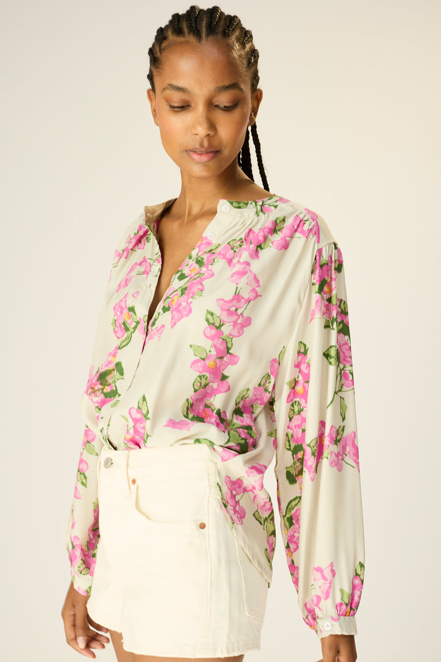 Tolan Shirt - Bougainvillea Mother of Pearl