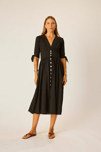 Layla Dress - Black Flat Cotton