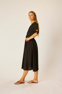 Layla Dress - Black Flat Cotton