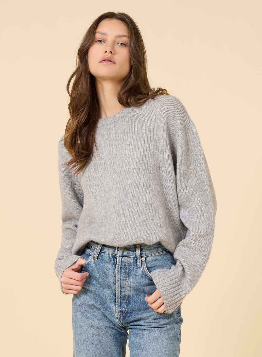 Aster Cashmere Pullover - Heather Grey