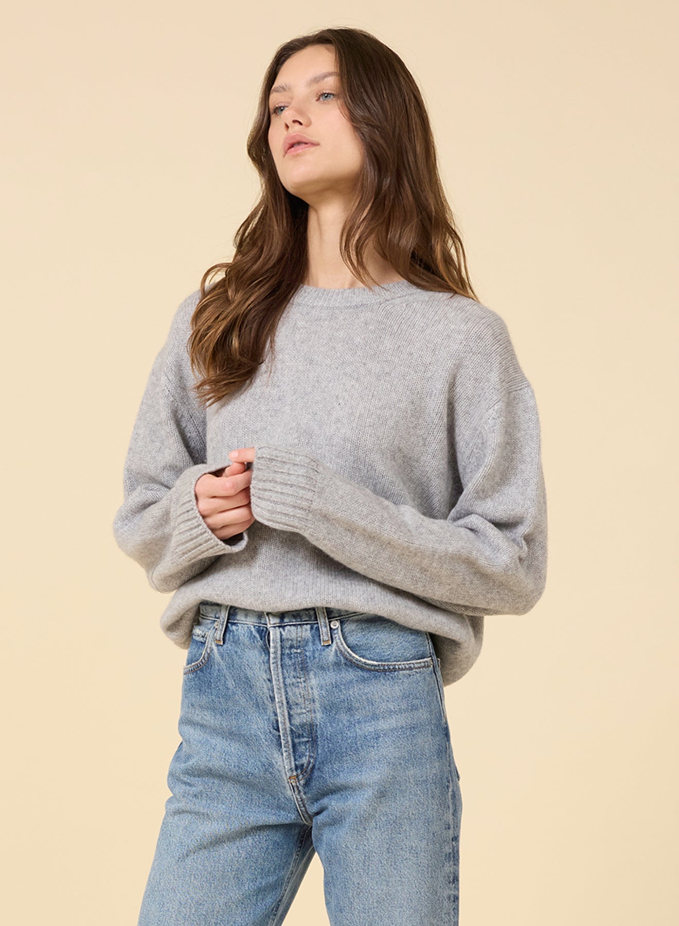 Aster Cashmere Pullover - Heather Grey