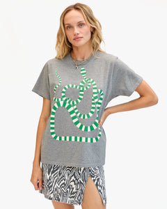 Original Tee - Grey Melange w/ Green Apple/Cream Snake