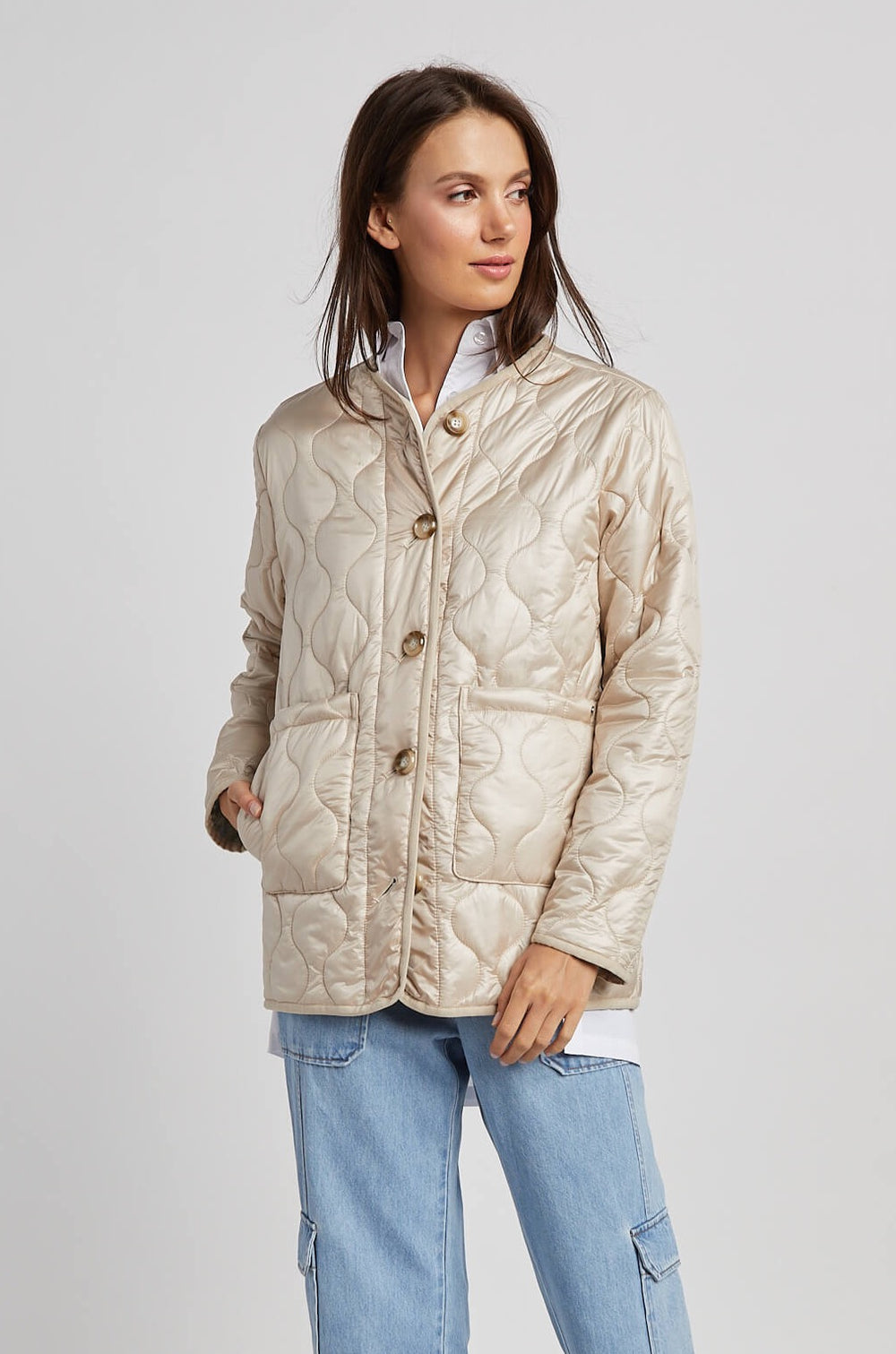 Pina Quilted Short Jacket - Champagne