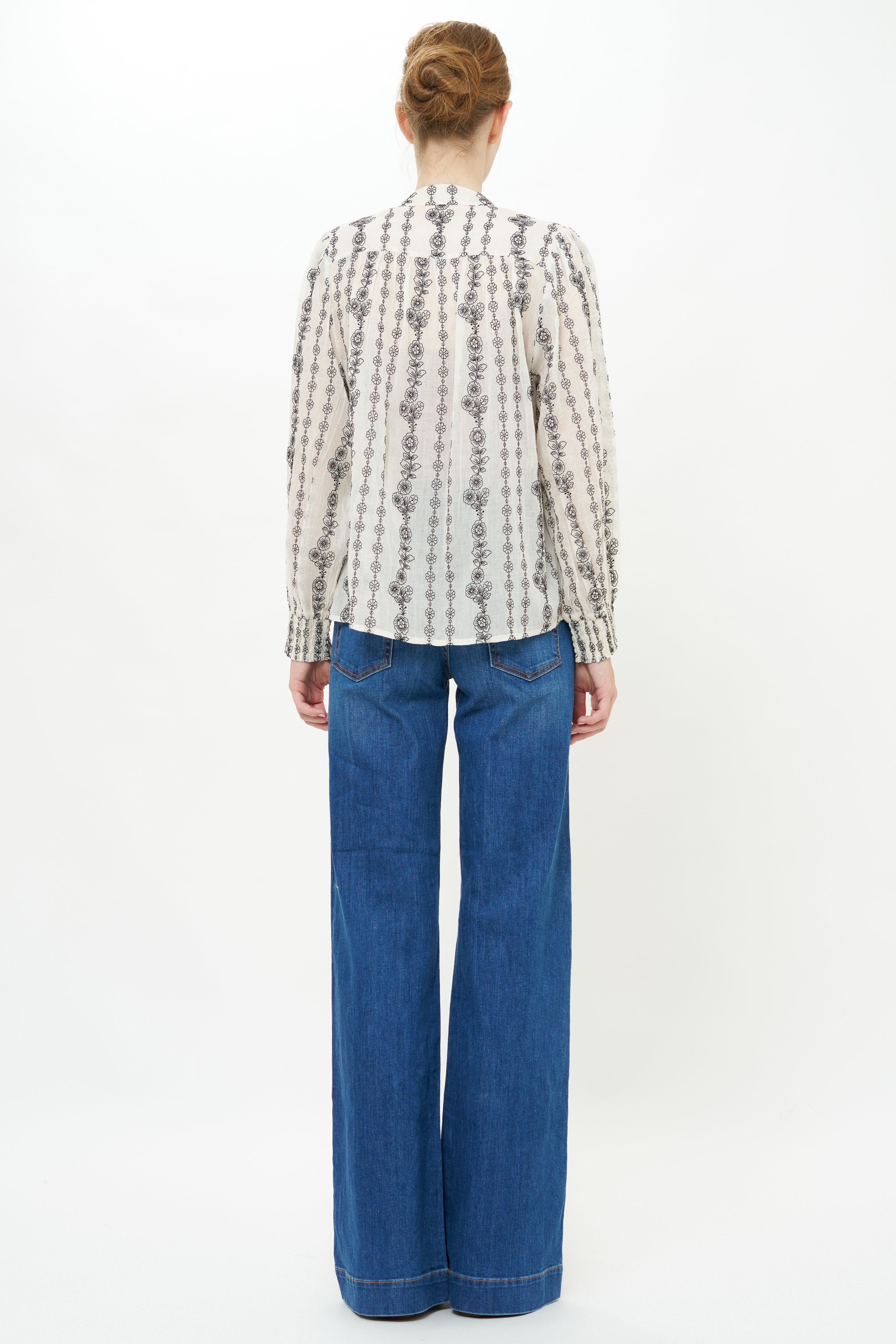 V-Neck Pintuck Blouse - Petal Cream