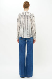 V-Neck Pintuck Blouse - Petal Cream