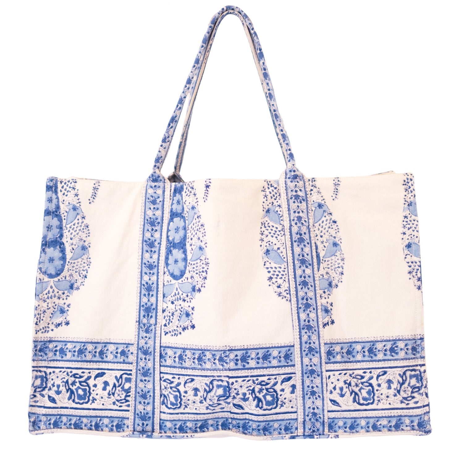 Large Canvas Tote - Blue Paisley