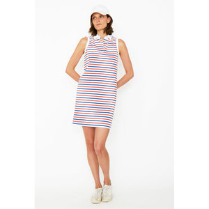 The Polo Dress - White/True Blue/Poppy