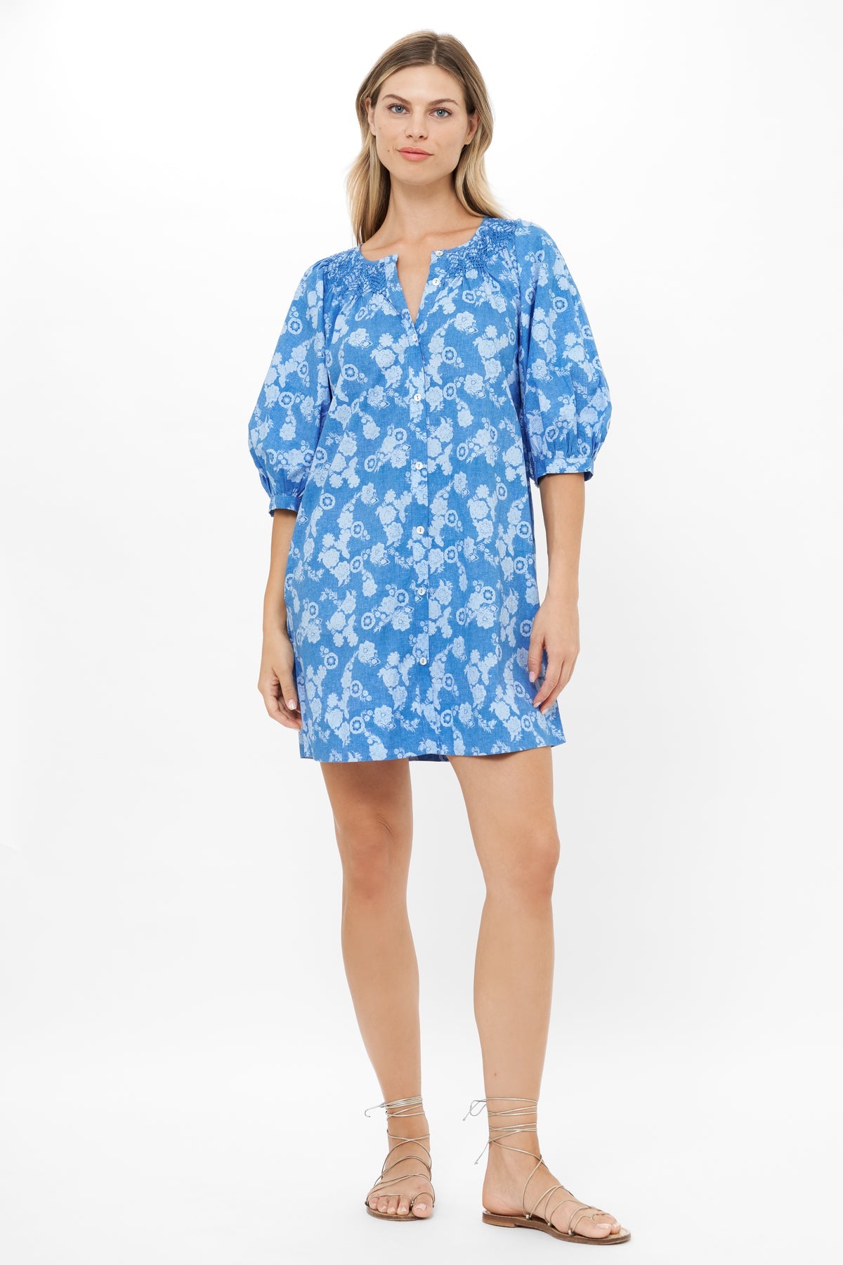 Embroidered Button Midi - Pretoria Navy