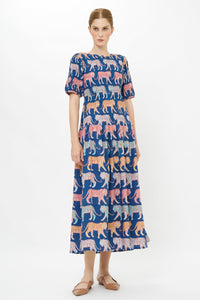 Smocked Drop Waist Maxi - Raj Navy