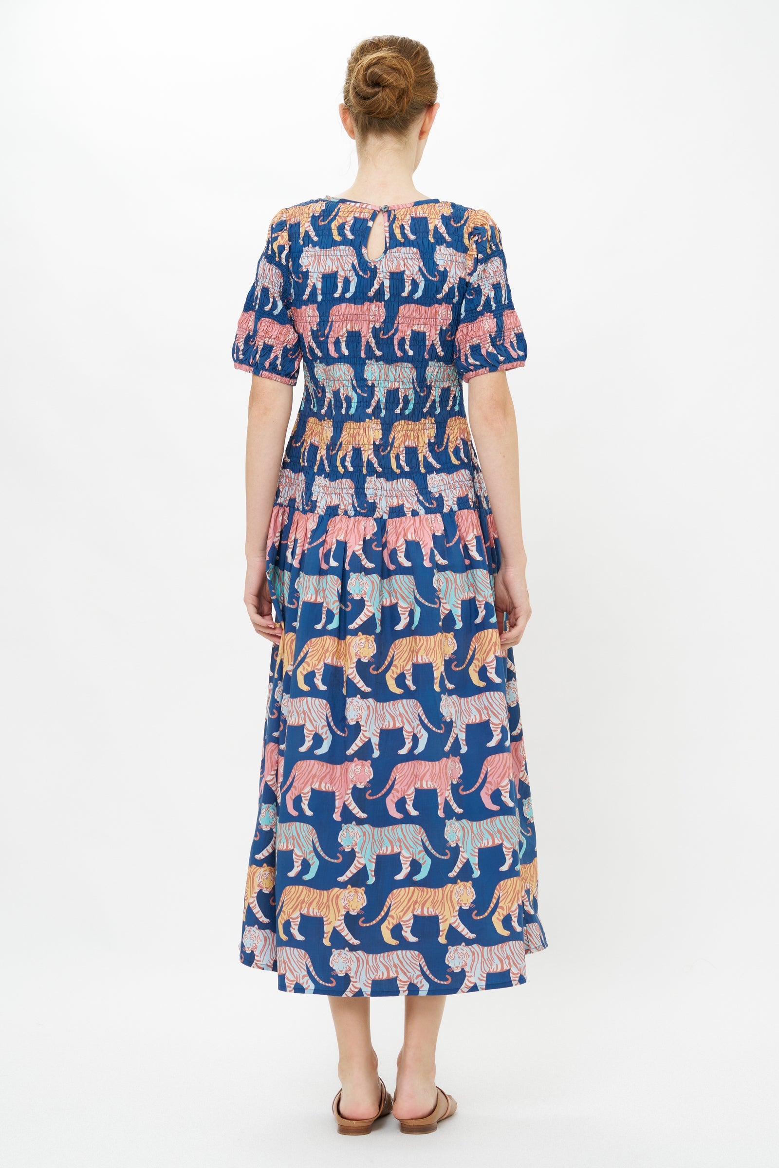 Smocked Drop Waist Maxi - Raj Navy