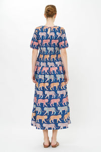 Smocked Drop Waist Maxi - Raj Navy