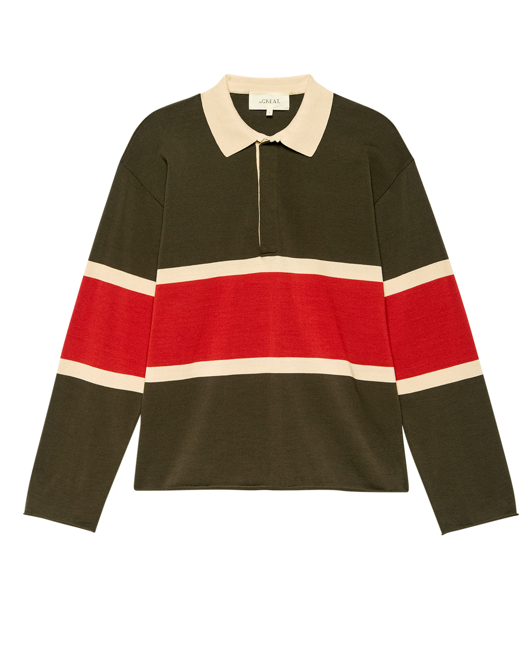 The Rugby Sweater - Army w/ Hot Red Stripe
