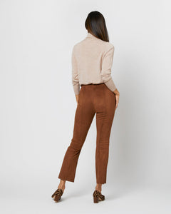 Faye Flare Cropped Pant - Cognac Vegan Suede