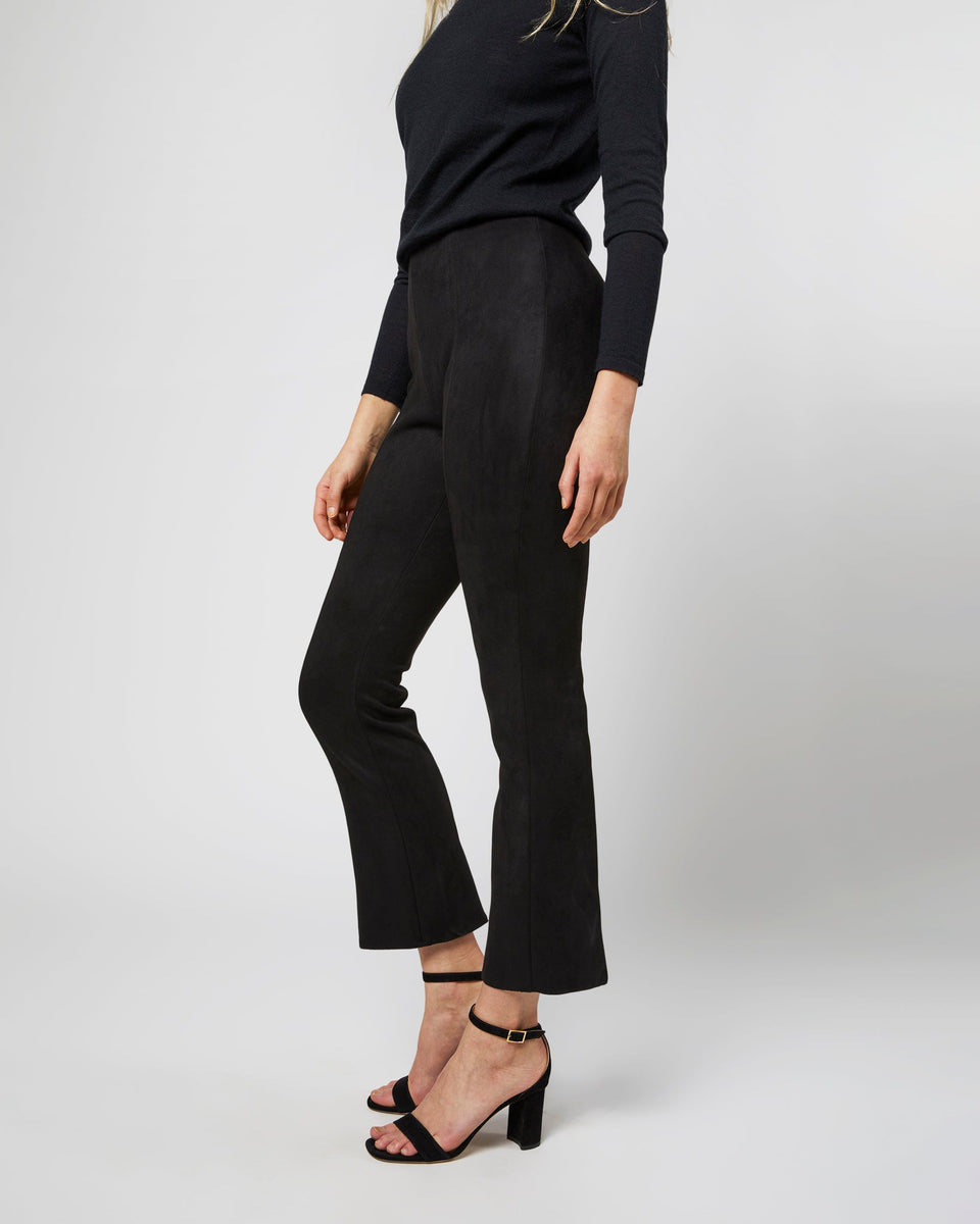 Faye Cropped Seamed Pant - Black Vegan Suede – People People