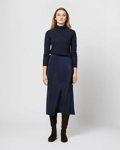 Mare Slip Skirt - Navy Silk Crepe de Chine