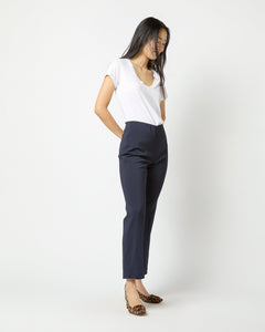 Faye Flare Cropped Pant - Navy Stretch Wool Seersucker