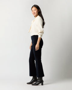 Fayette Flare Cropped Pant - Navy Stretch Velveteen