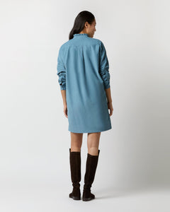 Nicky Popover Shirtdress - Steel Blue Stretch Cord