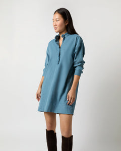 Nicky Popover Shirtdress - Steel Blue Stretch Cord