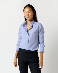 Frill Shirt - Blue Bengal Stripe Poplin