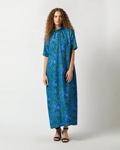 Luisa Dress - Green/Blue Hestia Silk Nylon Cloquet