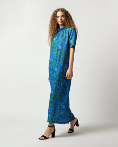 Luisa Dress - Green/Blue Hestia Silk Nylon Cloquet