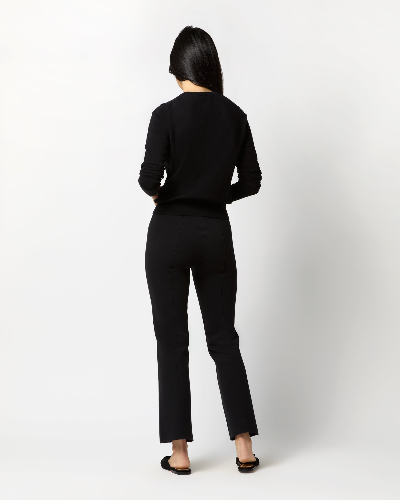 Lara Knit Flare Cropped Pant - Black Supima Cotton