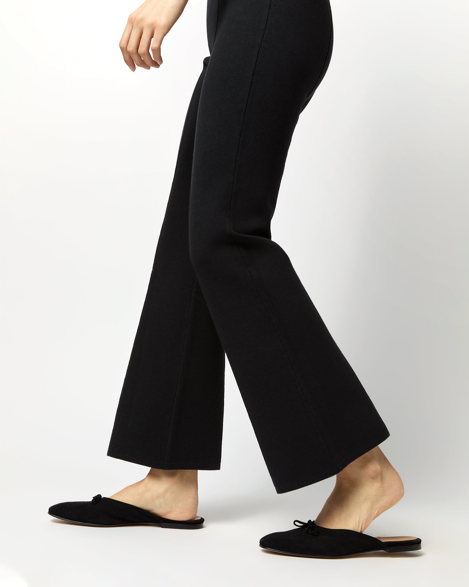Lara Knit Flare Cropped Pant - Black Supima Cotton