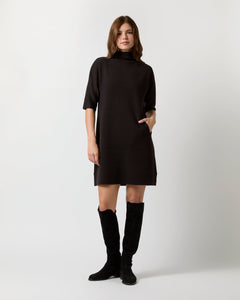 Rowan Short-Sleeved Funnel-Neck Dress - Chocolate