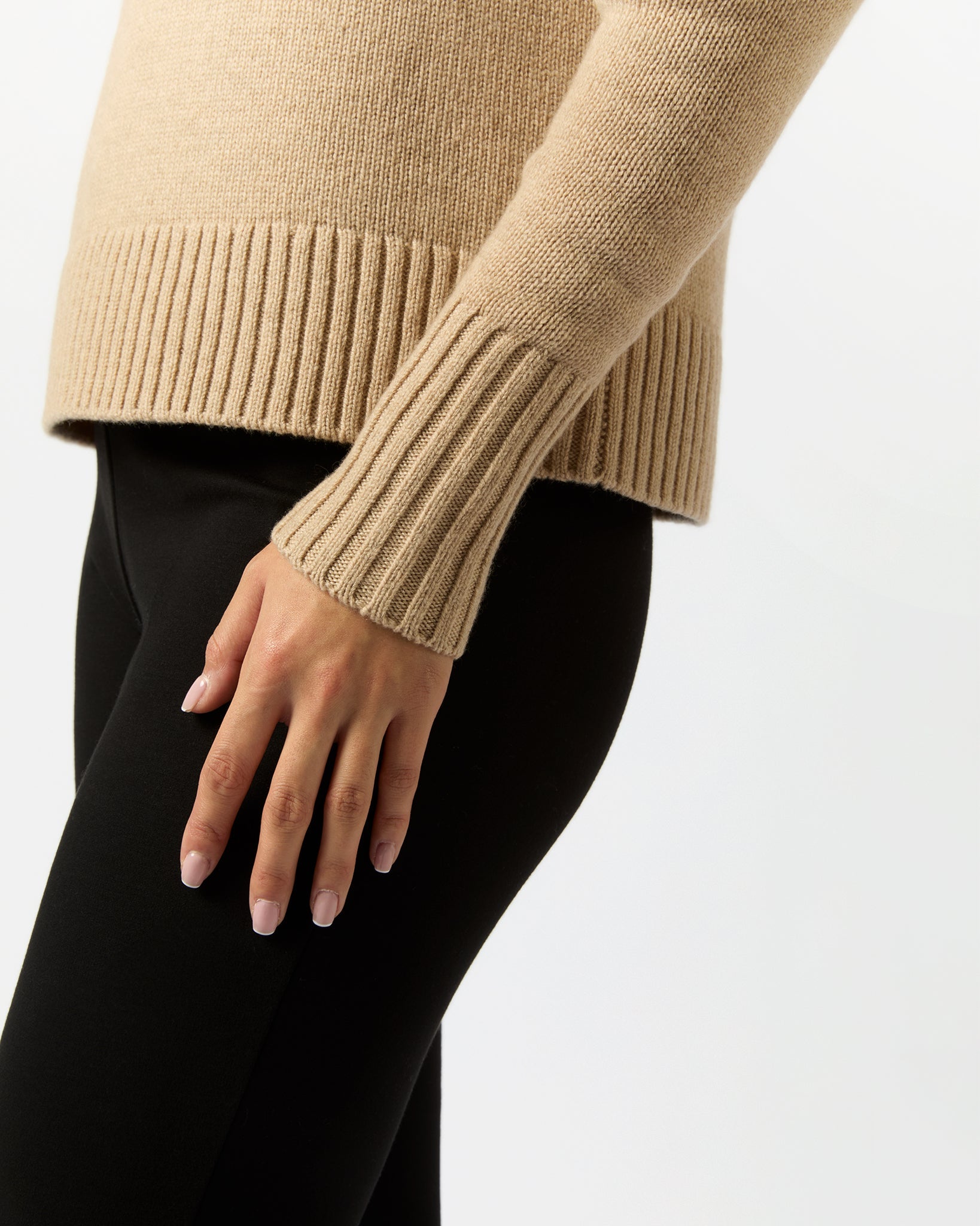 Blaire Johnny-Collar Jersey Sweater - Heather Oat