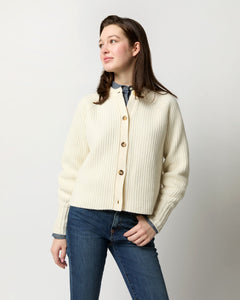 Lexie Shaker Stitch Cardigan - Ivory Cashmere