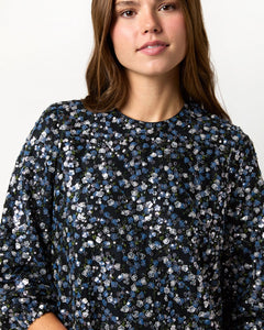 Francine Dress - Blue/Multi Sparkle Floral Embroidery