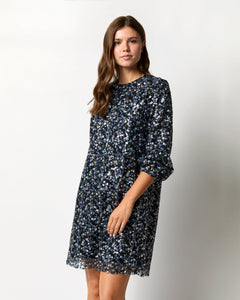 Francine Dress - Blue/Multi Sparkle Floral Embroidery