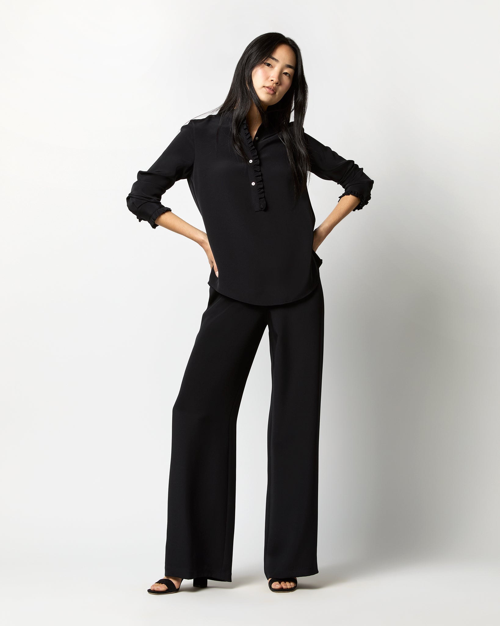 Kelly Pant - Black Silk Crepe de Chine