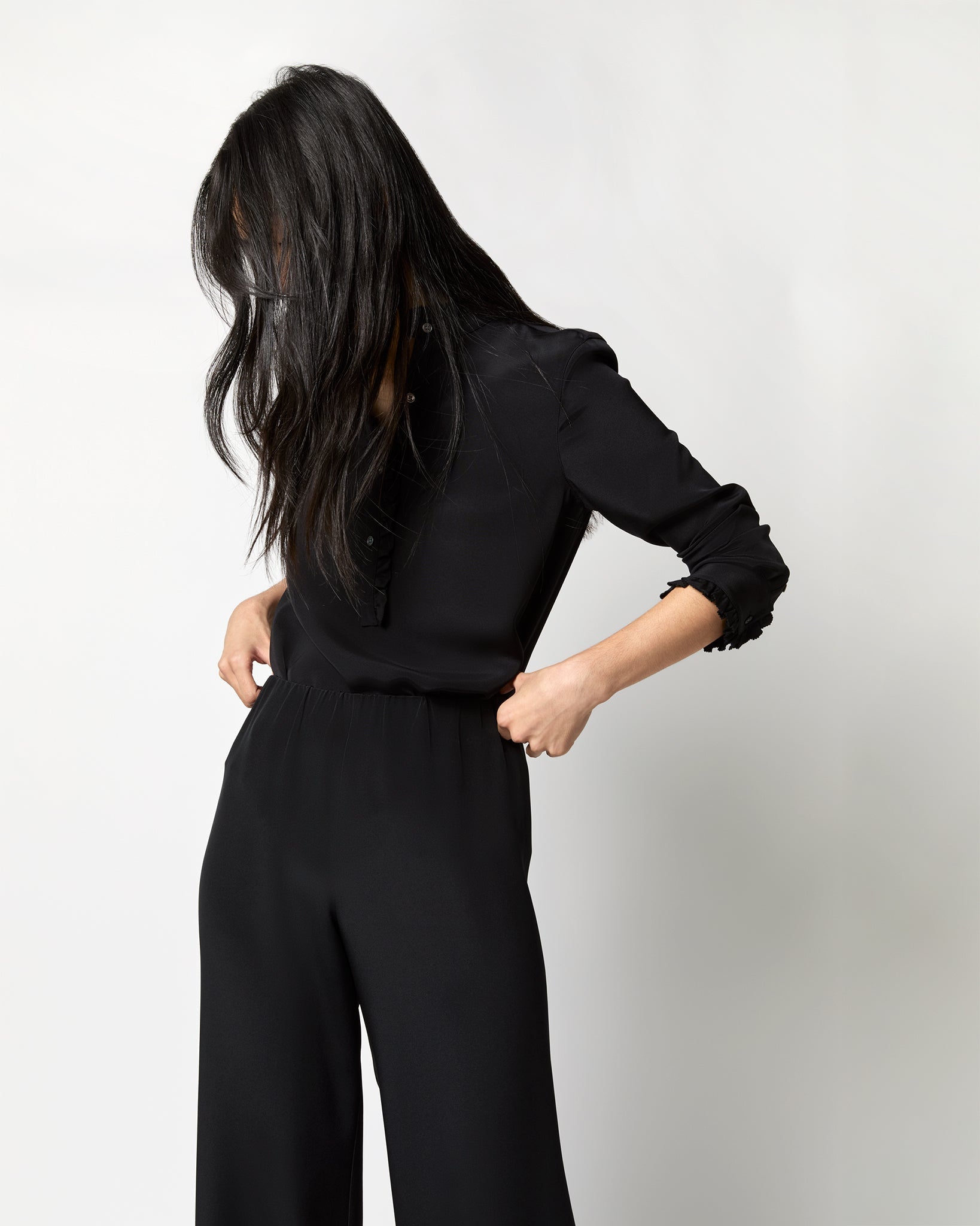 Kelly Pant - Black Silk Crepe de Chine