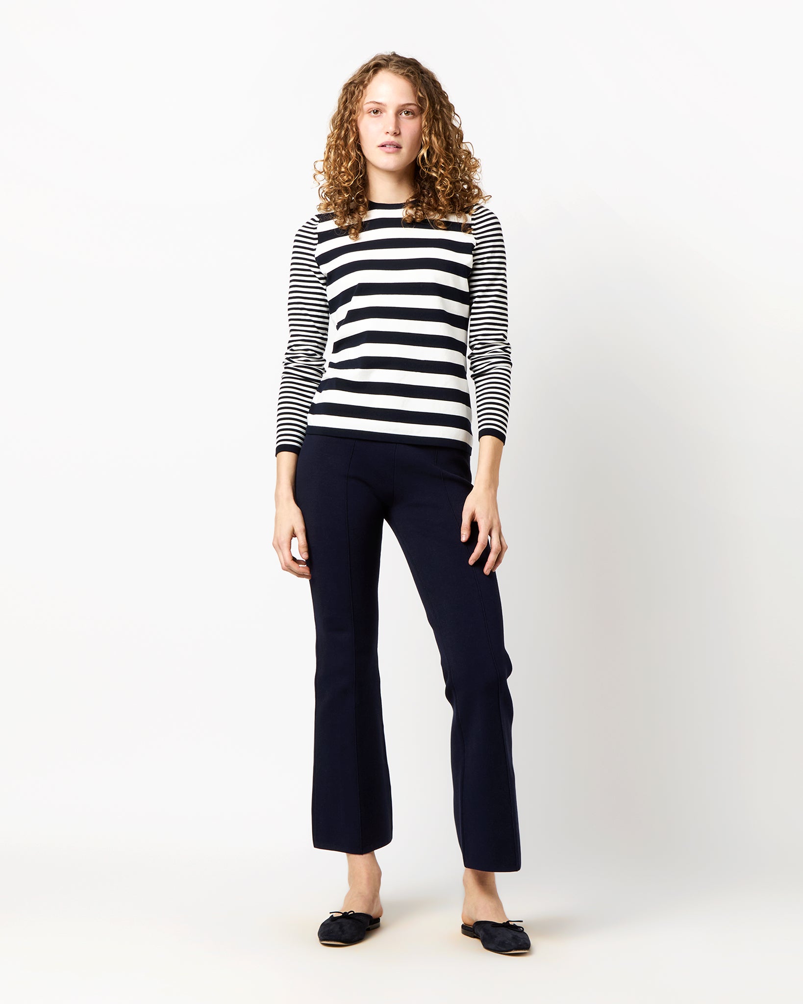 Alida Crewneck - Ivory/Navy Stripe