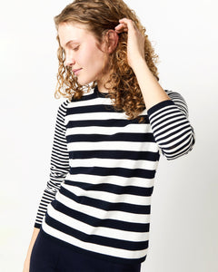 Alida Crewneck - Ivory/Navy Stripe