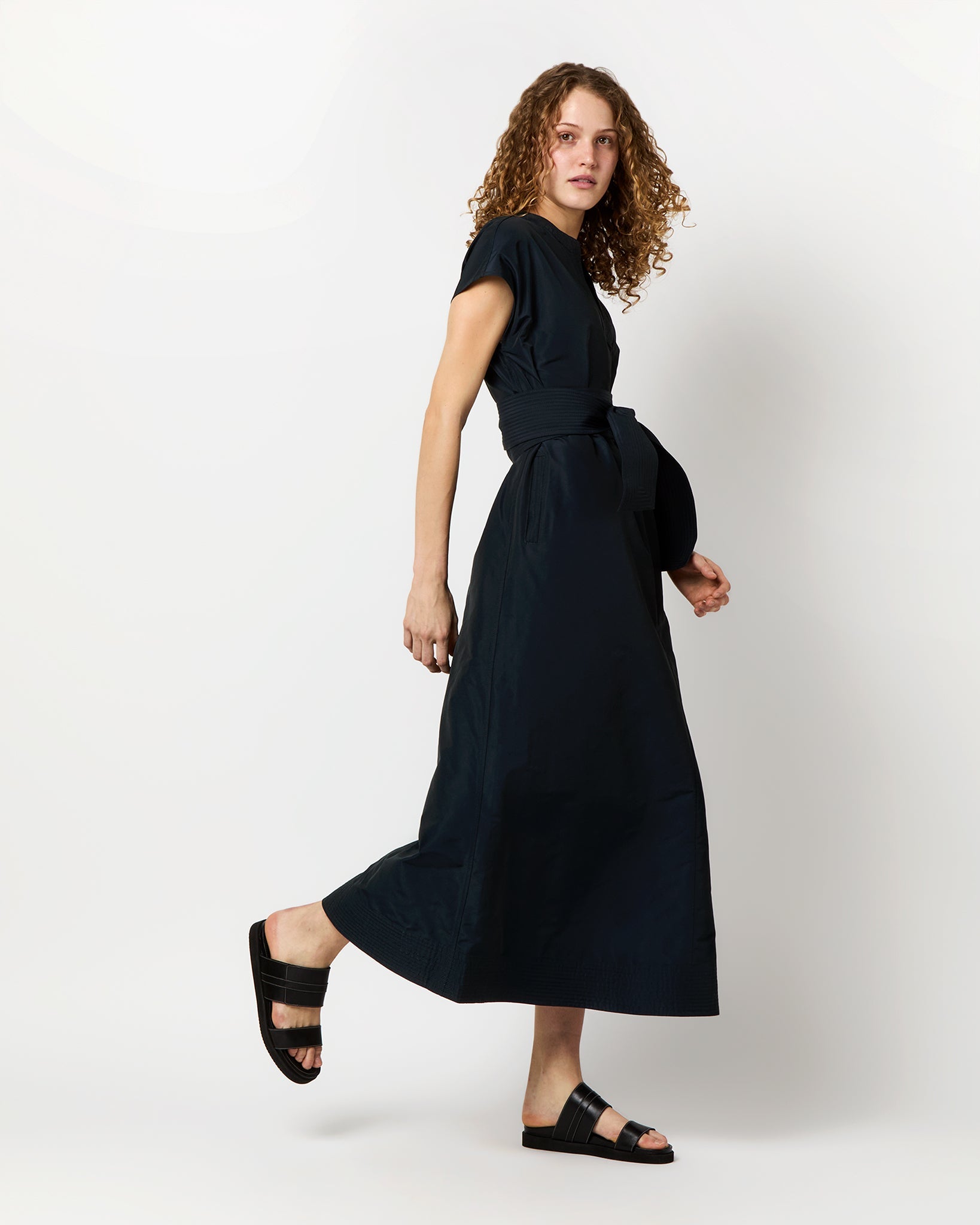 Gigi Dress - Navy Nylon Faille