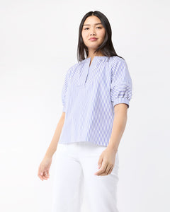 Selina Top - Blue/White Stripe Pinpoint