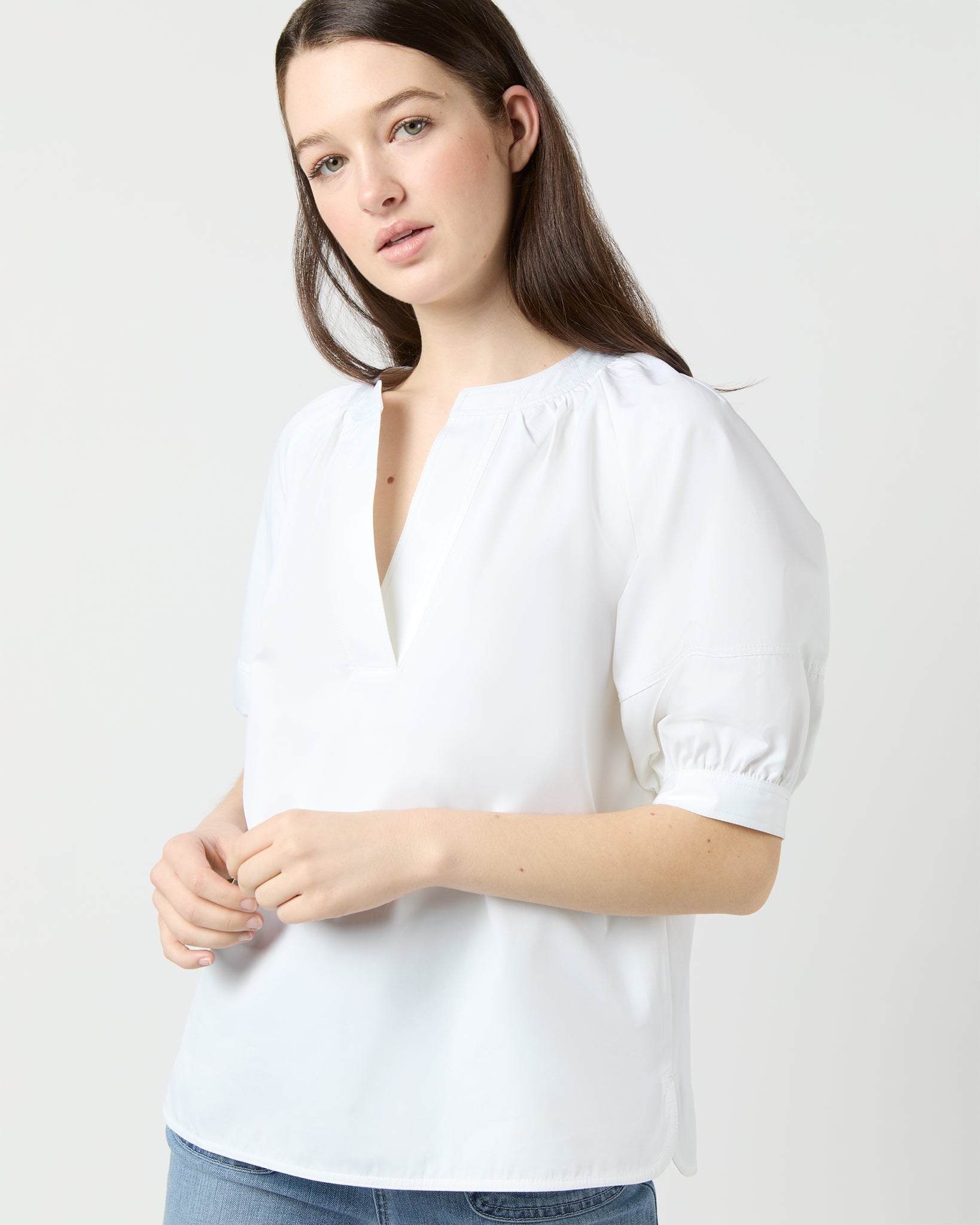 Selina Top - White Poplin